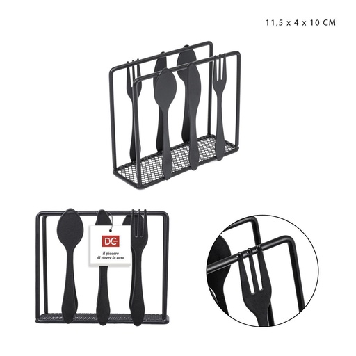 [0226724] Porta servilletas Black Design de metal 11.5x4x10cm para cocina