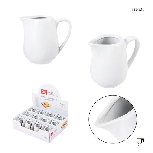 [0228599] Jarra para leche de porcelana blanca 110ml para café y té