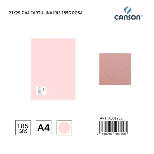 [A001755] Cartulina A4 21x29.7 185g color rosa - IRIS