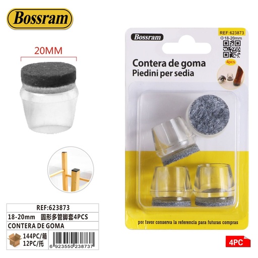 [623873] Contera de goma 18-20mm 4pcs para protección de patas de muebles