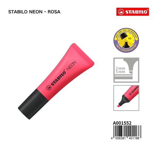 [A001552] Marcador neón STABILO 2/5 mm rosa - Papelería