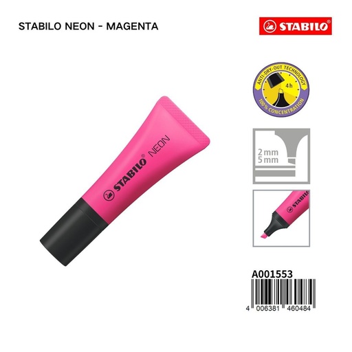 [A001553] Marcador neón STABILO 2/5 mm magenta - Papelería