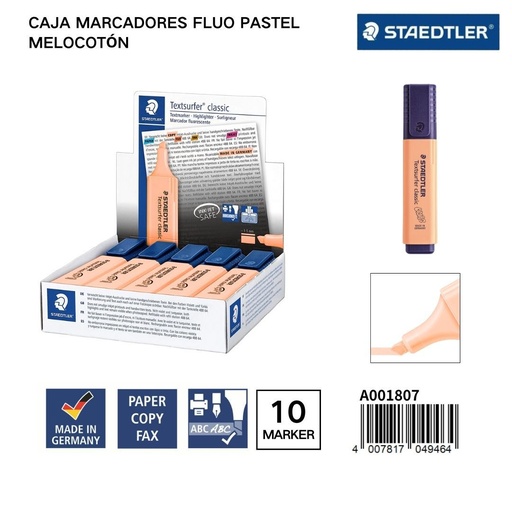 [A001807] Marcadores fluorescent survey 1/5 mm 10 pcs melocotón - Artículos de oficina