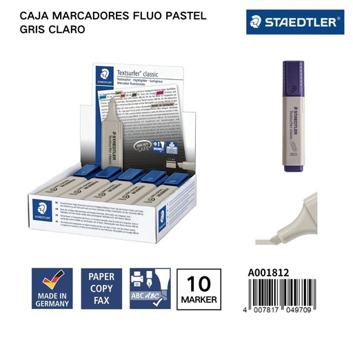 [A001812] Marcadores fluorescentes pastel STAEDLER 1/5MM Caja 10 Gris Claro