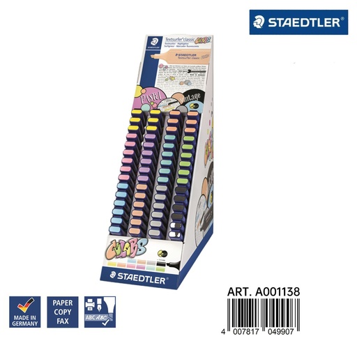 [A001138] Set de subrayadores pastel Staedtler 60 unidades con expositor - Material de oficina