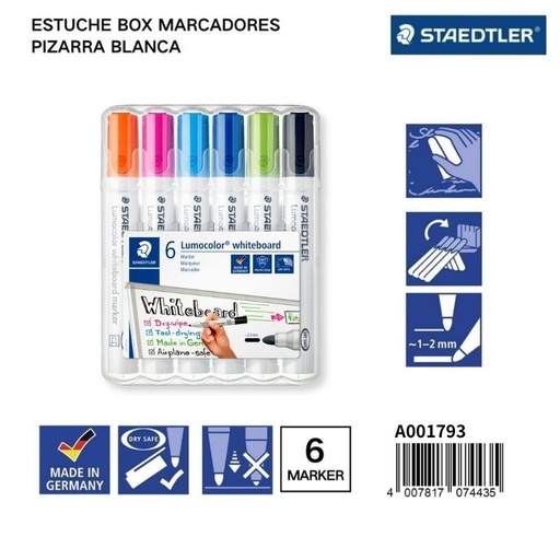 [A001793] Estuche con 6 marcadores de pizarra blanca STAEDTLER - Material escolar
