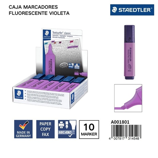 [A001801] Marcadores fluorescentes STAEDLER 1/5MM Caja 10 Violeta