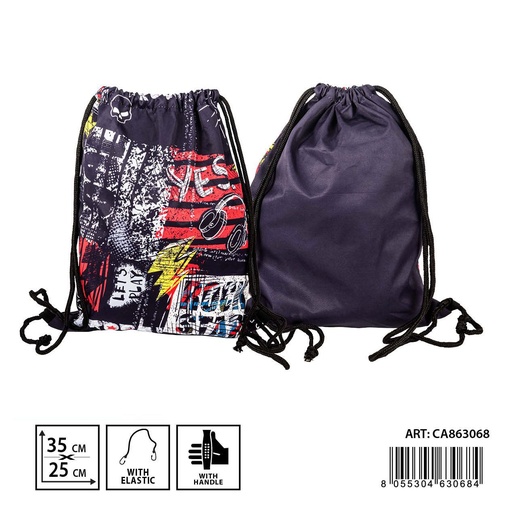 [0235050] Mochila saco rock L 35x25cm para llevar artículos deportivos o escolares