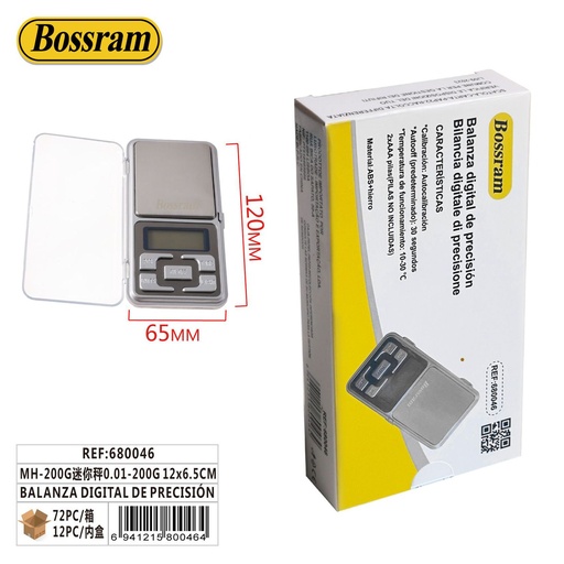 [680046] Balanza digital de precisión 0.01-200g 12x6.5cm para mediciones exactas