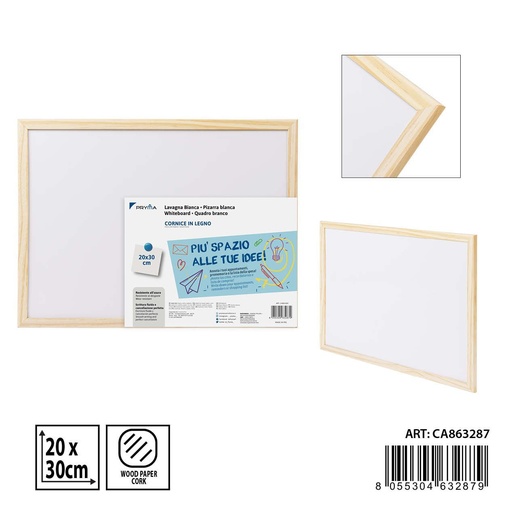 [0234833] Pizarra blanca con borde de madera 20x30 cm - Utensilios para la oficina