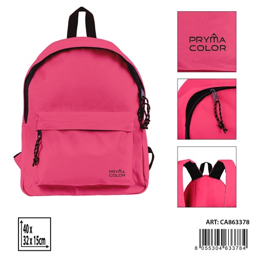 [0235538] Mochila 40x31x15cm rosa fluorescente para uso escolar y diario