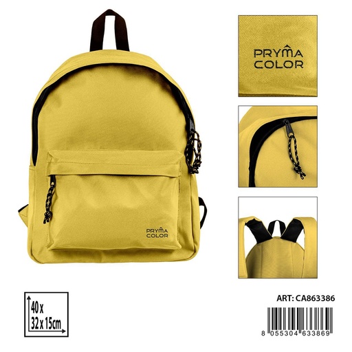 [0235547] Mochila grande color sólido 40X31X15cm amarilla pastel - Mochilas y estuches