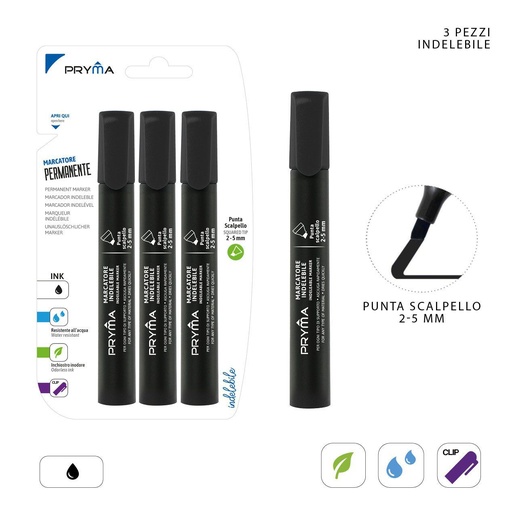 [0151365] Marcador de punta biselada 2-5 mm negro 3 piezas - Herramientas de escritura