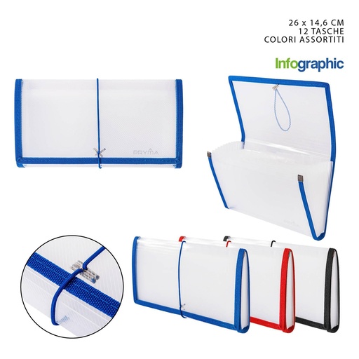 [0216748] Bolsa de archivo acordeón 26x14.6cm 12 capas - Archivos y organizadores