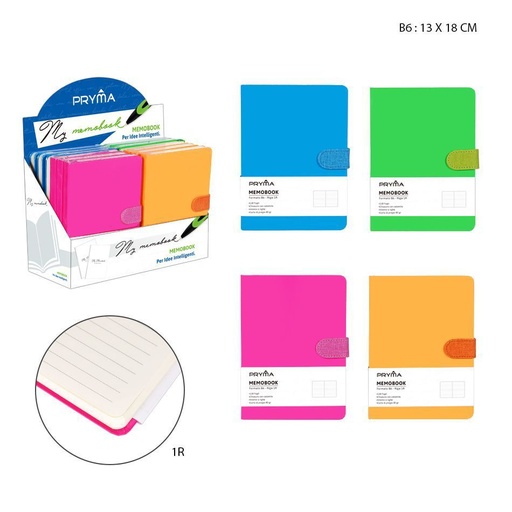 [0216115] Libreta con hebilla magnética fluo B6 128 páginas 1R 13x18cm para notas y apuntes