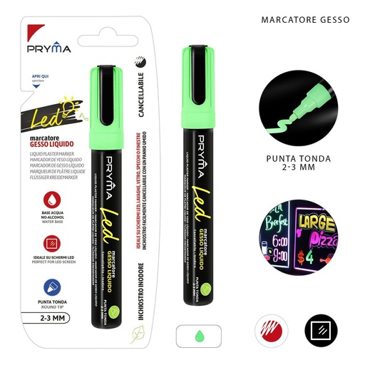 [0221330] Rotulador redondo de tiza líquida fluorescente 2-3mm verde para pizarras