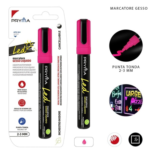 [0221331] Ratulado redondo de tiza líquida 2-3 mm rosa flúor - Utensilios de escritura y marcadores