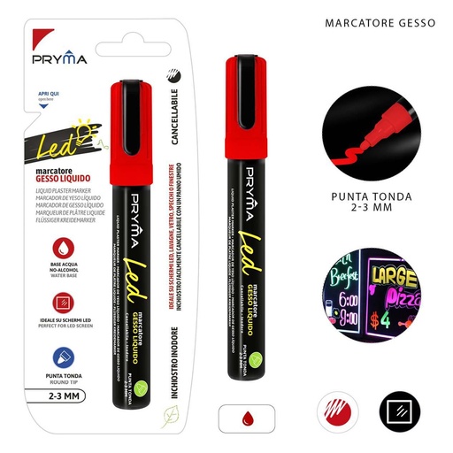 [0221336] Ratolador redondo de tiza líquida fluorescente 2-3 mm rojo - Herramientas de escritura