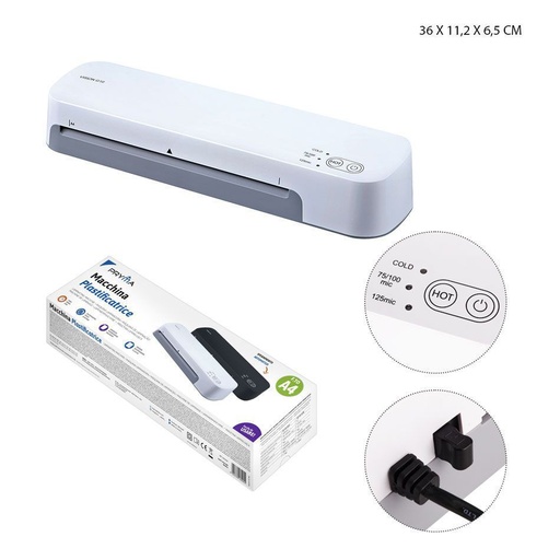 [0221946]  Máquina laminadora A4 blanca 360x112x65 mm - Equipos de oficina y laminado