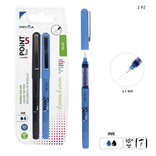 [0224342] Bolígrafo punta fina 0.5mm (2 pz) negro-azul - Accesorios de papelería