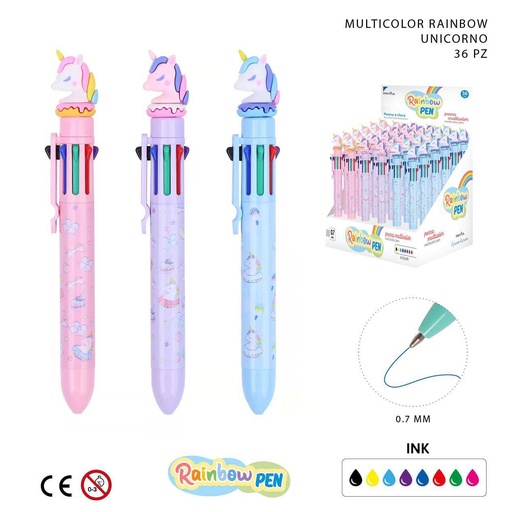 [0225415] Bolígrafo de 8 colores 0.7mm unicornio - Accesorios de papelería