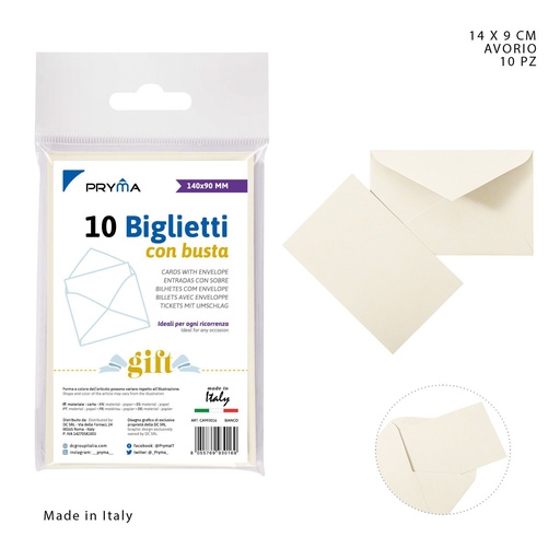 [0221177] Carta + sobre 14x9 cm marfil 10 pz - Papelería y artículos de correspondencia