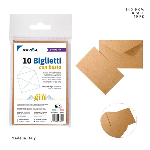 [0221178] **Carta + sobre 14x9 cm papel kraft 10 pz** - Papelería