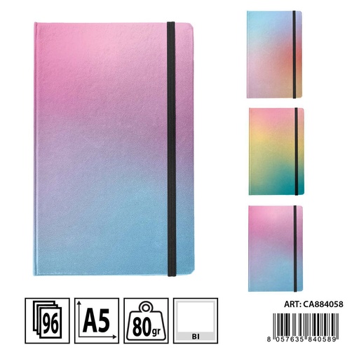 [0234321] Libreta A5 blanca con temática pastel 96 hojas - Cuadernos y papelería de colores