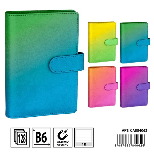 [0234325] Libreta B6 con hebilla magnética a rayas - Cuadernos y papelería de colores