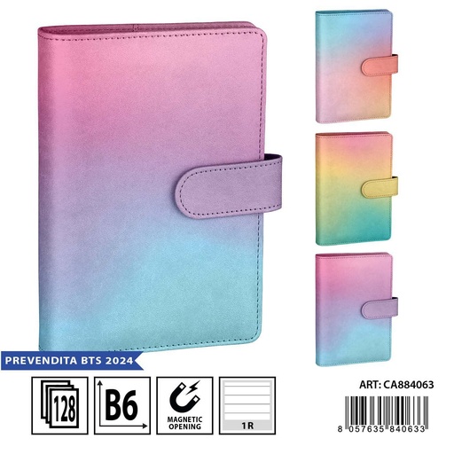 [0234326] Libreta con hebilla magnética B6 128 hojas 1R 13x18cm para notas y organización