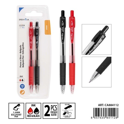 [0232920] Bolígrafo con clic 1 mm 2 pzs en negro - Herramientas de escritura
