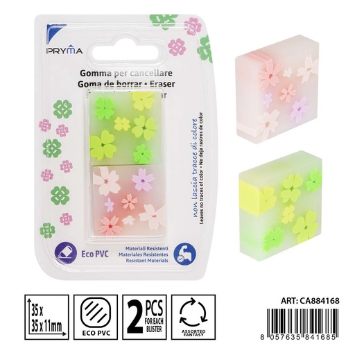 [0232832] Gomas de borrar 2PZ flores - Material de oficina