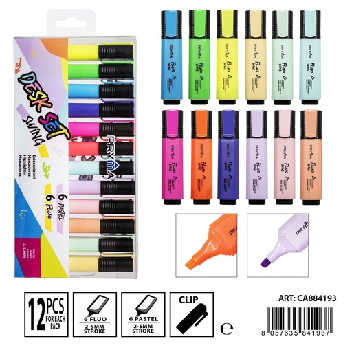 [0233583] Subrayadores fluorescentes clásicos 1-4 mm 12 pzs - Herramientas de escritura