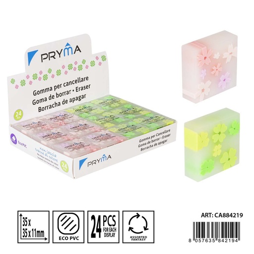 [0233690] Goma de borrar con diseño 35x35x11 mm - Material de papelería escolar