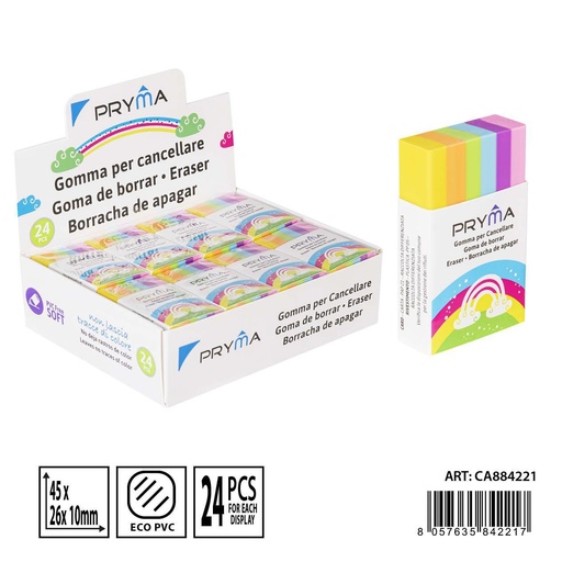 [0233692] Goma de borrar colorido 45x26x10mm - Material de papelería y útiles escolares
