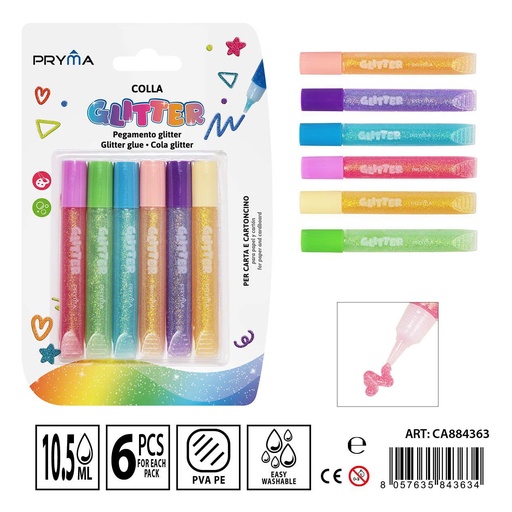 [0234499] Pegamento líquido brillante 10.5 ml 6 pzs - Adhesivos y pegamento