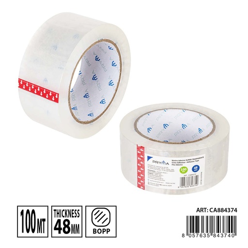[0234113] Cinta adhesiva super transparente 48mmx100m - Cinta resistente para escuela