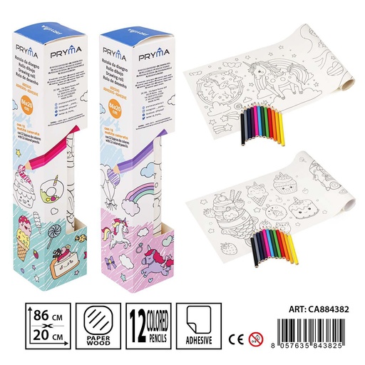 [0234214] Rollo de dibujo + lápices de colores - 12PZ (duplicado)