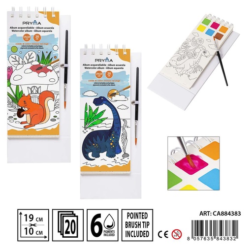 [0234215] Álbum acuarela con pincel 19x10cm - Set de pintura para disfrutar