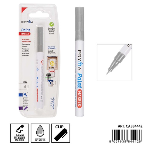 [0234479] Marcador de pintura punta fina 0.7mm plata - Herramienta creativa para diseño
