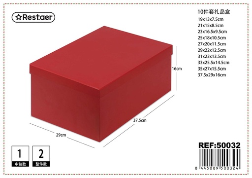 [50032] Caja de papel 10 piezas roja para regalos y embalaje