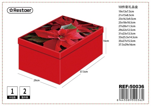 [50036] Caja de regalo navideña set de 10 piezas para embalaje