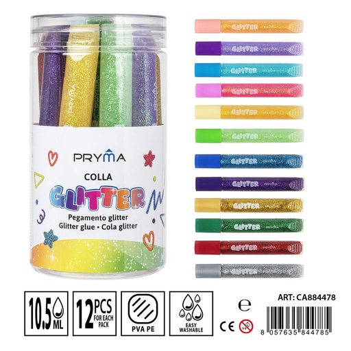 [0234501] Pegamento brillante fluorescente 10.5ml 12pz - Artículos de manualidades