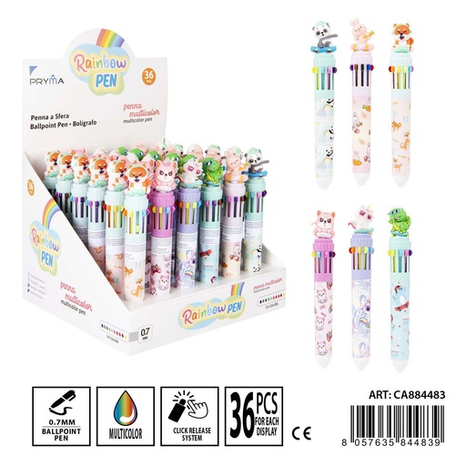 [0234588] Bolígrafo multicolor 10 en 1 0.7 mm - Instrumento de escritura multifuncional