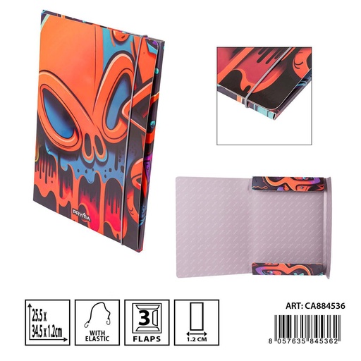 [0234811] Carpeta con 3 solapas elásticas redondas 25.5 x 34.5 cm - Archivadores y folders