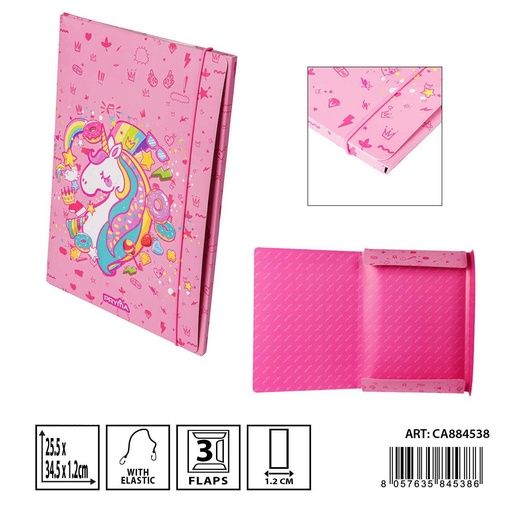 [0234813] Carpeta con 3 solapas elásticas redondas 25.5 x 34.5 cm - Archivadores y folders