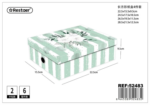 [52483] Caja rectangular de 4 piezas - Artículos de regalo