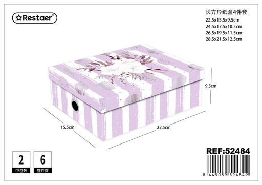 [52484] Caja rectangular de 4 piezas - Artículos de regalo