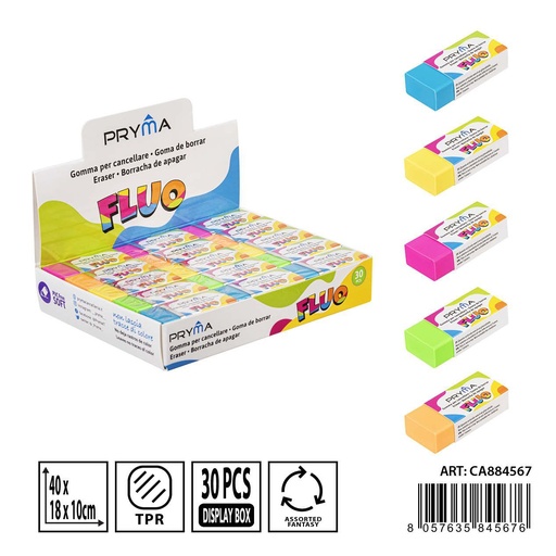 [0234893] Goma de borrar color fluorescente 40X18X10 mm - Artículos de papelería