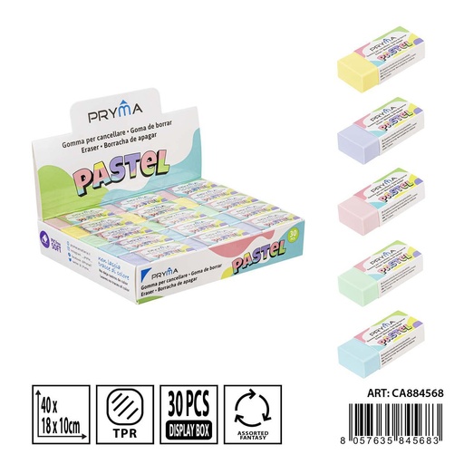 [0234894] Goma color pastel 40 x 18 x 10 mm - Material de papelería